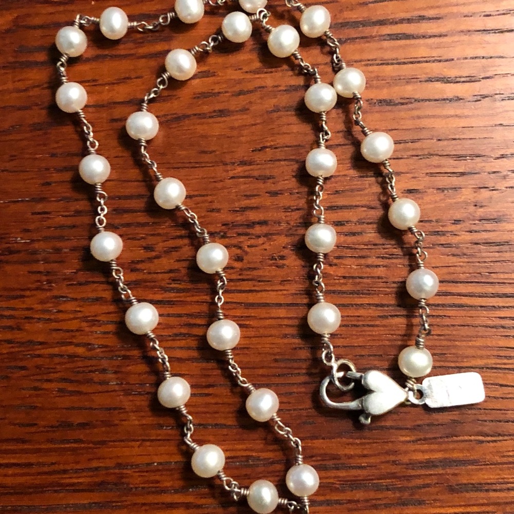 SOLD - Lily Rachel Sterling and Pearl Necklace